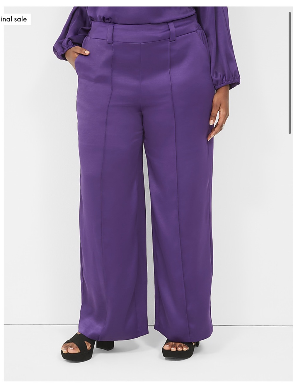 Pull-On Pintuck Satin Wide Leg Pant Lane Bryant Sz 20